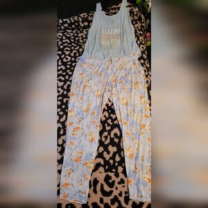 LC Lauren Conrad Light Blue Floral Pajama Set